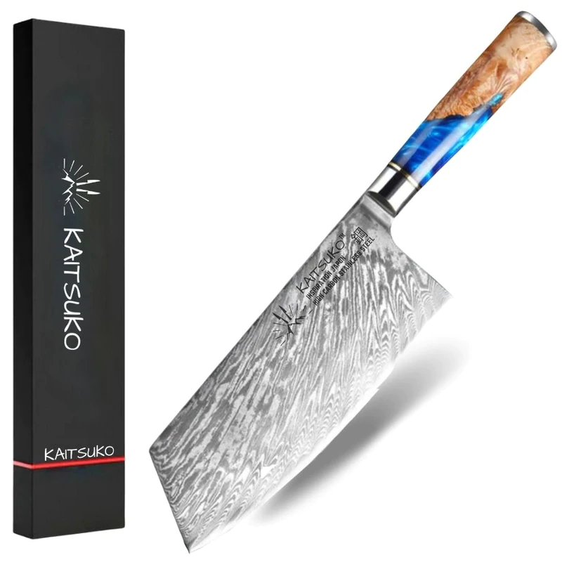 Large Japanese slicer for meat and fish Damascus steel