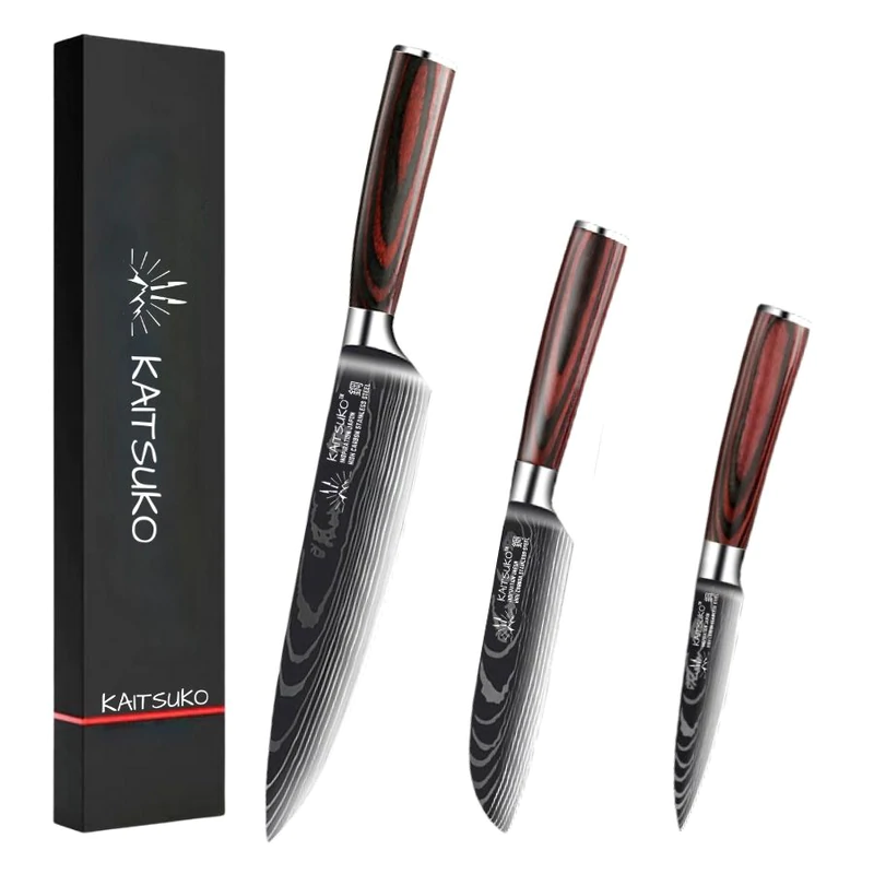 Set of 3 stainless steel Japanese knives
