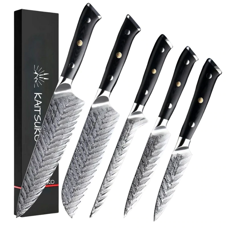 Set of 67-layer damascus steel kitchen knives