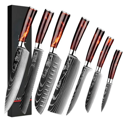 Set of 7 professional kitchen knives 