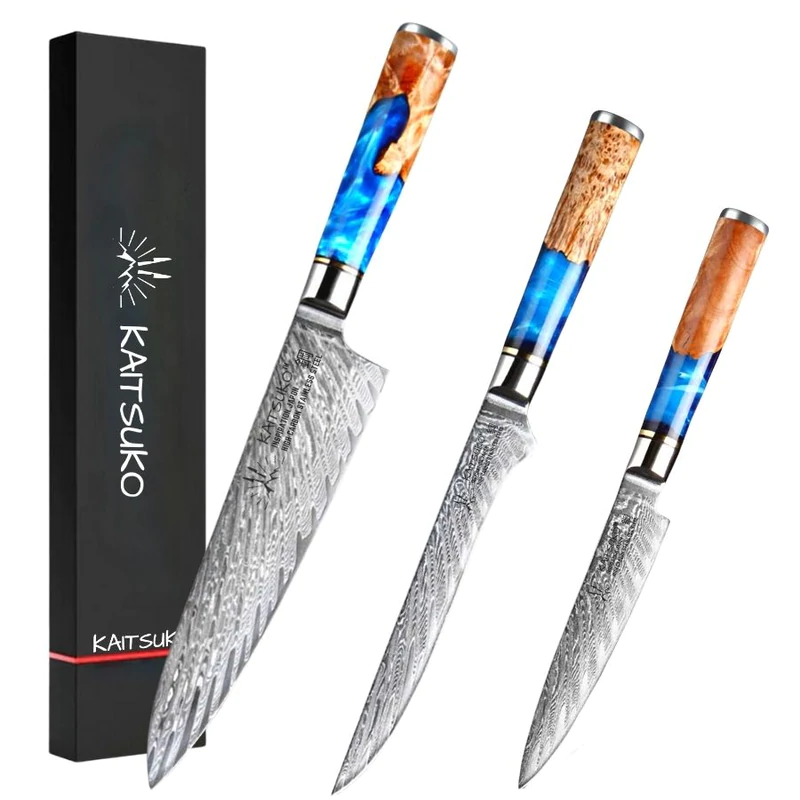 Set of professional Japanese kitchen knives 