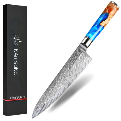 Yellow and blue multifunction meat and fish knife